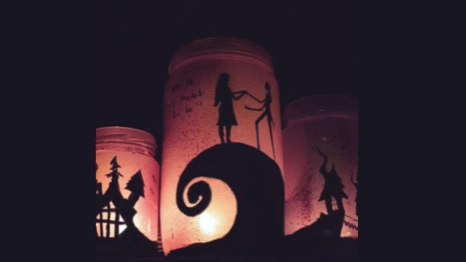 Nightmare Before Christmas imagery on lanterns. Nightmare Before Christmas imagery on lanterns.
