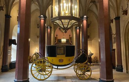 The state carriage in the hall of Raby Castle