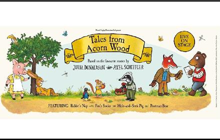 Image of pigs, rabbits, foxes, badgers, bears and other animals from 'Tales from Acorn Wood'