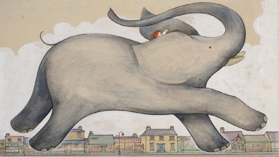 'The Elephant and The Bad Baby' Illustration. Illustration of an elephant.
