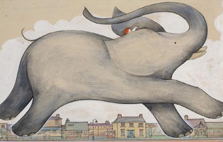'The Elephant and The Bad Baby' Illustration. Illustration of an elephant.