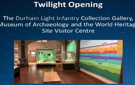 Twilight Opening: interior image of The Museum of Archaeology in Durham City showing historic artefacts.