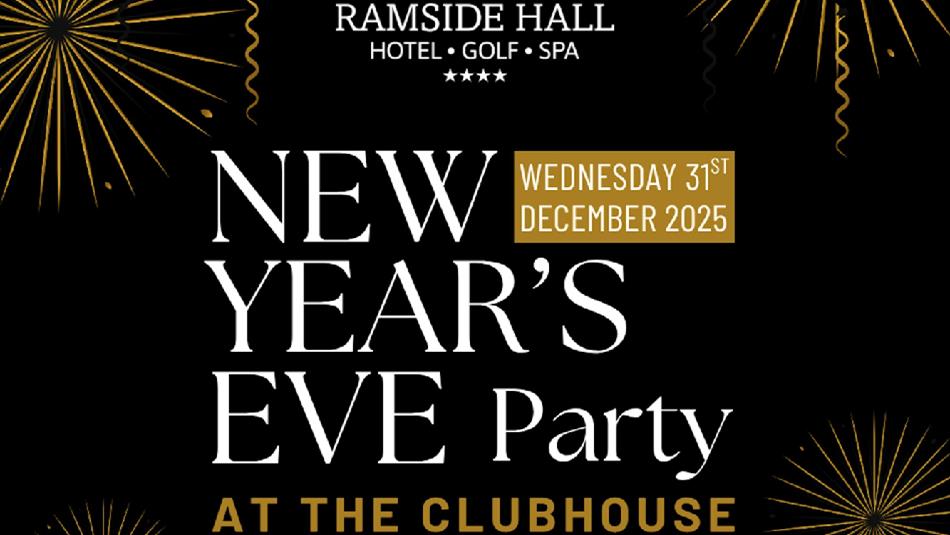 New Year's Eve Party at The Clubhouse poster with fireworks. New Year's Eve Party at The Clubhouse poster with fireworks.