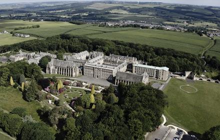 Aerial view of Ushaw Historic House Chapel and Gardens and surrounding area