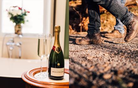 Dales Explorer Package - image of walking boots and champagne.