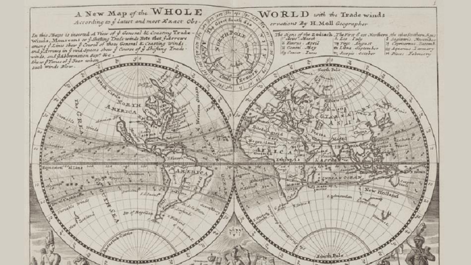 An old printed map of the world