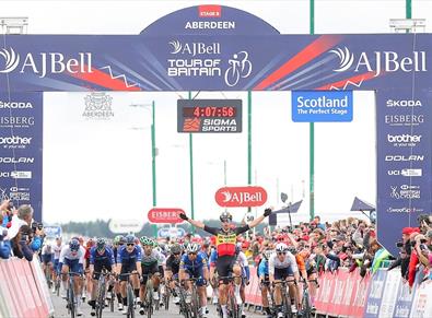 Wout van Aert wins the final stage of the 2021 AJ Bell Tour of Britain in Aberdeen