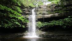 Waterfall at Gibson's Cave, situated nearby to Bowlees Visitor Centre