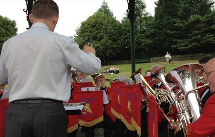 Image of a Brass Band playing at Beamish Museum.