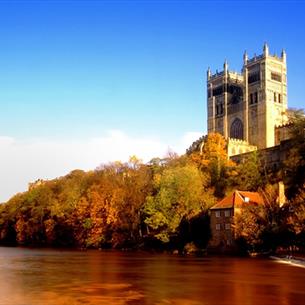 Durham Cathedral riverside in Autumn