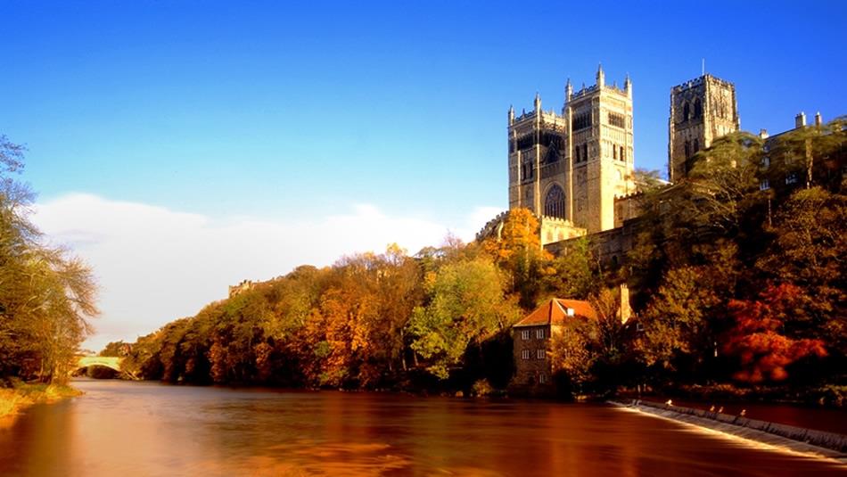 Durham Cathedral riverside in Autumn