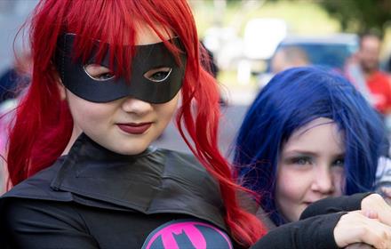 Cliffecon - children in comic inspired costumes.