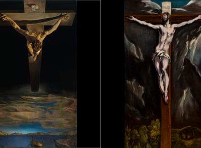 Christ on the Cross by Doménikos Theotokópoulos and Christ of St John of the Cross by Salvador Dalí