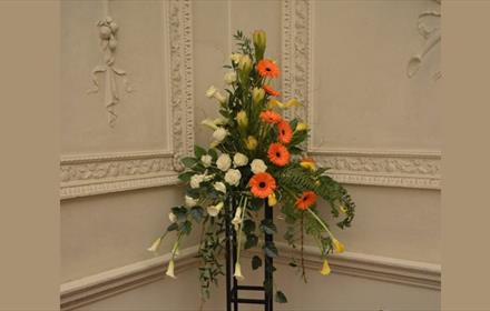 Flower display on a stand