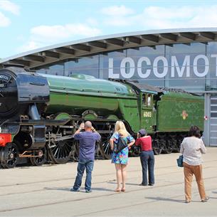 The flying Scotsman engine outside Locomotion railway museum in shildon, county durham. 