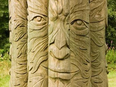 Hamsterley Forest green man sculpture