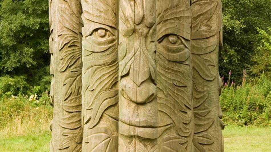 Hamsterley Forest green man sculpture