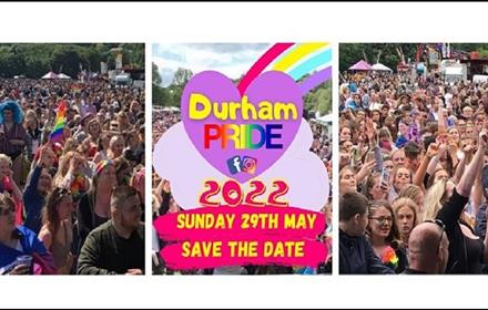 Crowds gather in rainbow colours to celebrate Durham Pride.