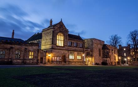 Image of Palace Green Library at twilight.