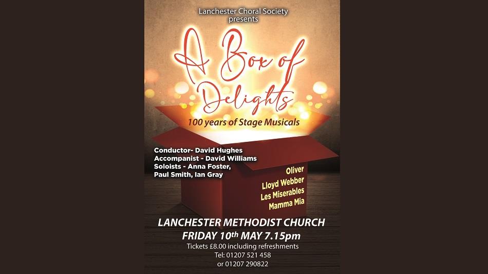 Poster showing details of event A Box of Delights, 100 years of Stage Musicals