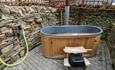 Private wood fired hot tub at Weardale Retreat Shepherd's Hut in the Durham Dales