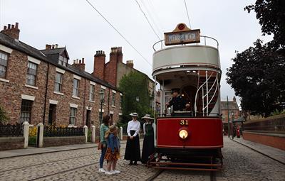 Beamish, The Living Museum of the North, 1900s town. Red Tram.