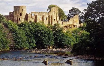 Exterior of Barnard Castle with river below