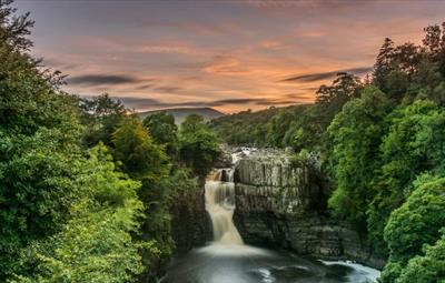Image of High Force Waterfall at twilight.