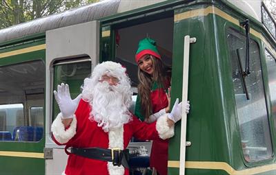 Santa Specials Weardale Railway, santa and elf next to train