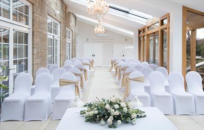 Image of a beautiful room dressed for a wedding at The Morritt Hotel, Garage and Spa