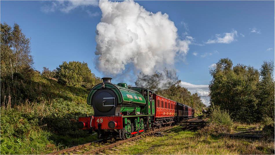 An historic steam train on Tanfield Railway in County Durham.