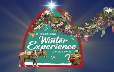 The Winter Experience at The Auckland Project. Image of   the Christmas Star, garlands and a donkey.