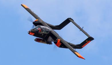 The North American Rockwell OV-10 Bronco flying.