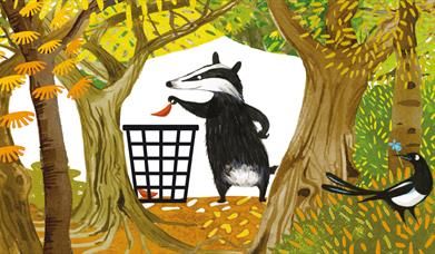 An illustration of a badger from Emily Gravett's book Tidy.
