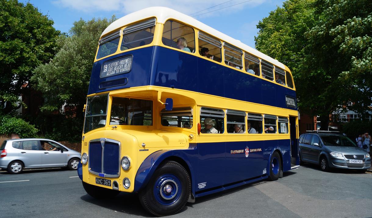 An ex Eastbourne Corporation bus at the Foot of Beachy Head, taken at the 2025 Running Day