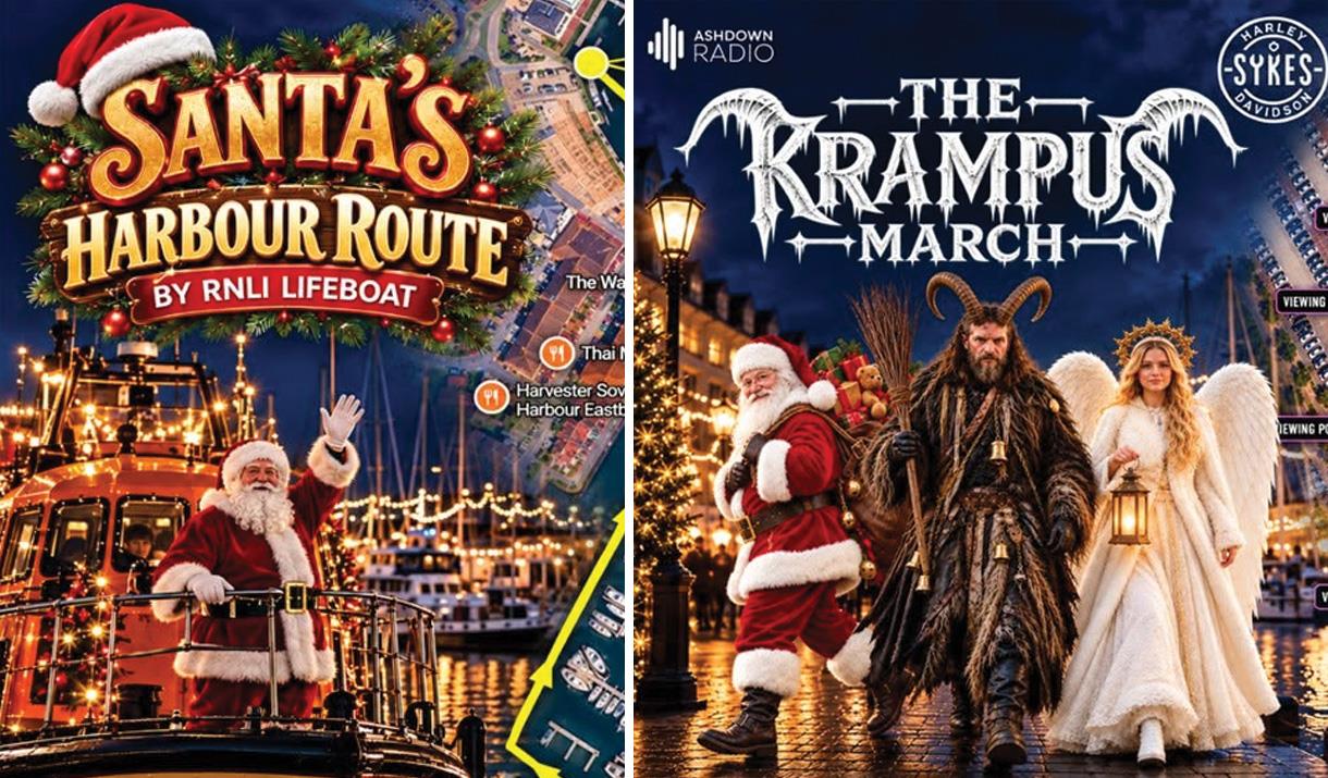 Santas and Krampus at the Sovereign Harbour