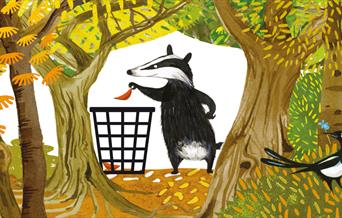 An illustration of a badger from Emily Gravett's book Tidy.