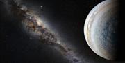 Jupiter and stars in space
