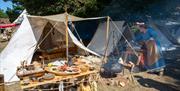 Historic medieval style tents displaying how people lived and worked