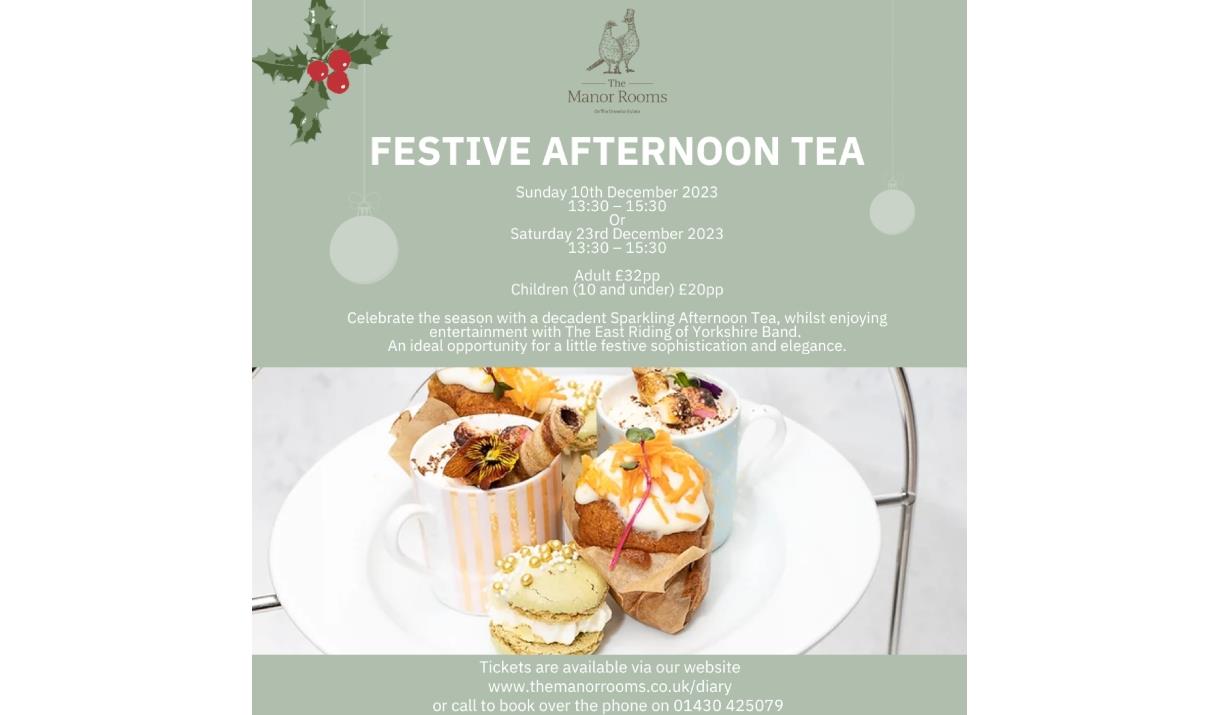 FESTIVE AFTERNOON TEA East Yorkshire