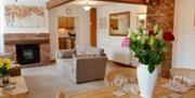A living and dining area at Rockville Farm Cottages in East Yorkshire.