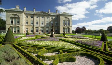 The exterior and lovely gardens of Sledmere House in East Yorkshire.