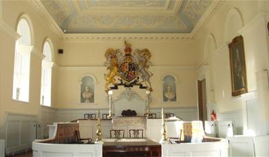 The inside of the Georgian courtroom at Beverley Guildhall in East Yorkshire.