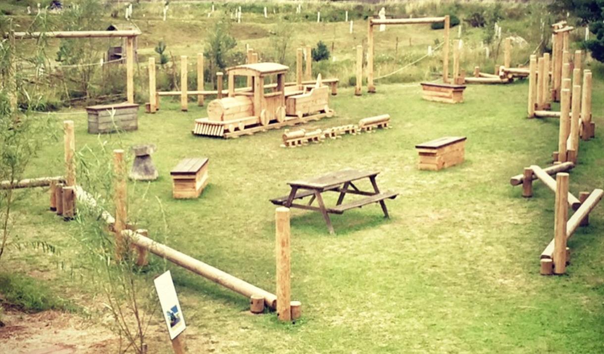 The childrens play area and picnic area at wolds way lavender, in East Yorkshire