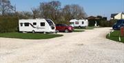 Touring caravans on pitches at Brenda House Touring Caravan Park in East Yorkshire.