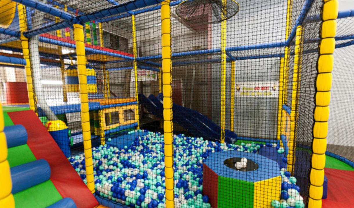 A climbing frame, soft play and ball pool at Mega Fun, Beverley in East Yorkshire.