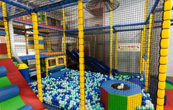 A climbing frame, soft play and ball pool at Mega Fun, Beverley in East Yorkshire.