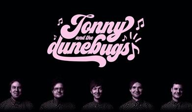 Black background with Jonny and the Dunebugs in Pink writing