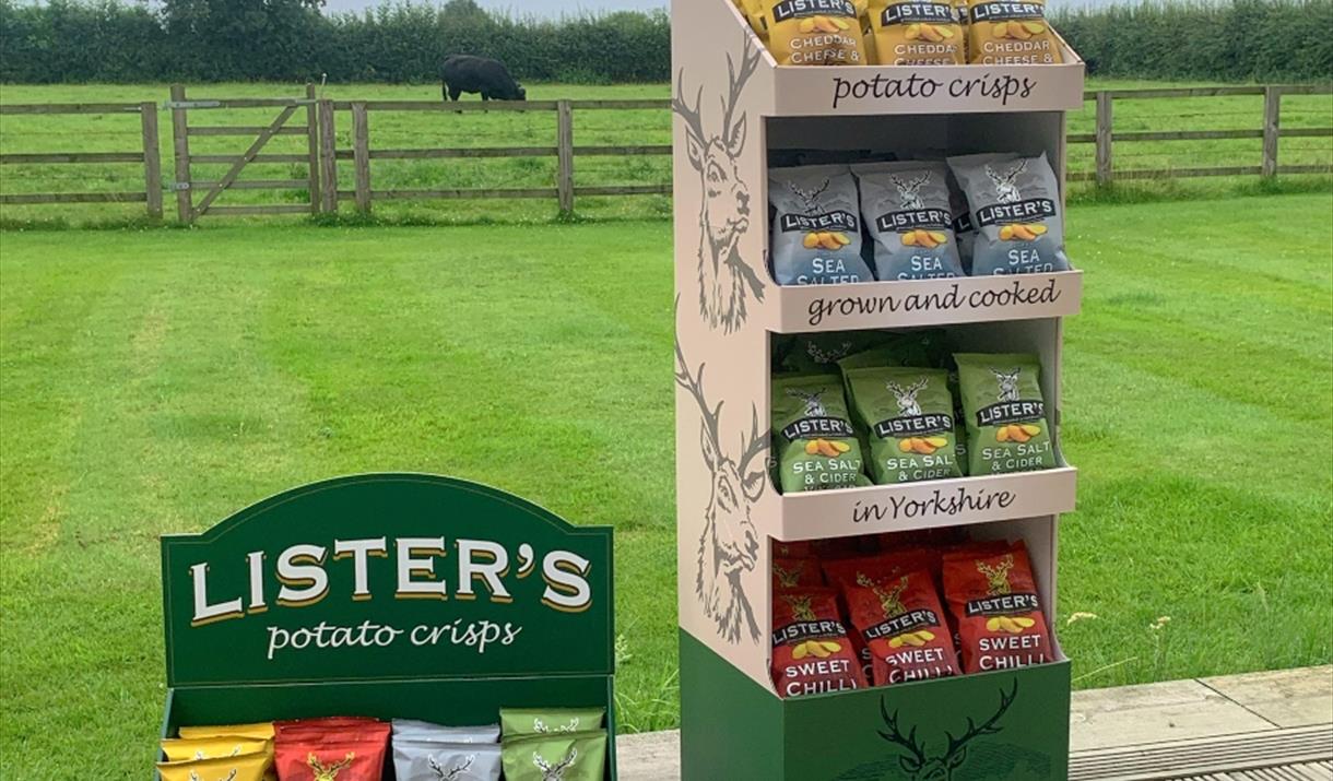 Two display stands of Lister's Crisps, in East Yorkshire
