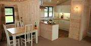 A kitchen and dining area in one of the lodges at Raywell Country Lodge Park in East Yorkshire.